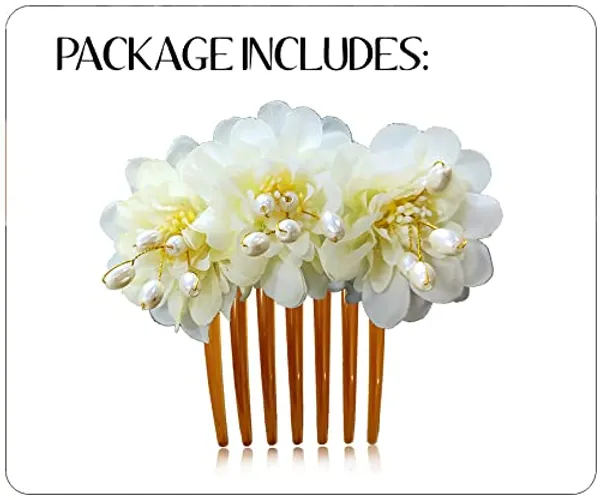 Cream_Rose_Flower_Comb_Slide_Hair_Accessories_For_Women_&_Girls_(14_X_8_X_1_Cm)