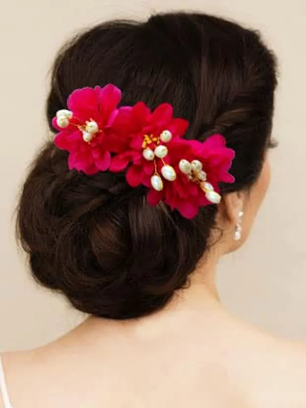 Dark_Pink_Rose_Flower_Comb_Slide_Hair_Accessories_For_Women_&_Girls_(14_X_8_X_1_Cm)