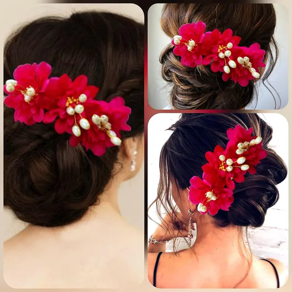 Dark_Pink_Rose_Flower_Comb_Slide_Hair_Accessories_For_Women_&_Girls_(14_X_8_X_1_Cm)
