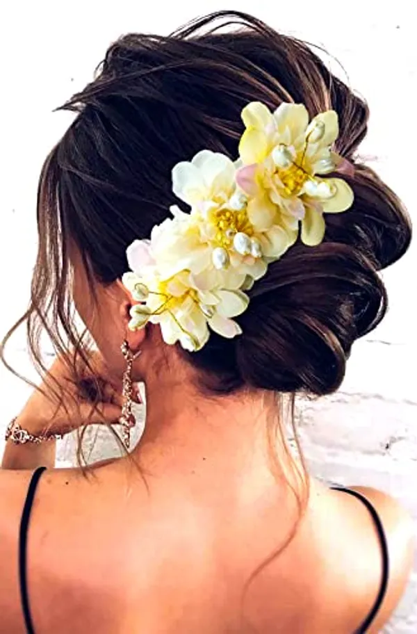 Peach_Rose_Flower_Comb_Slide_Hair_Accessories_For_Women_&_Girls_(14_X_8_X_1_Cm)