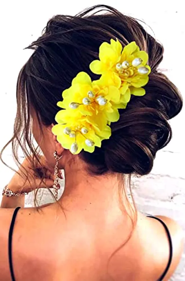 Yellow_Rose_Flower_Comb_Slide_Hair_Accessories_For_Women_&_Girls_(14_X_8_X_1_Cm)