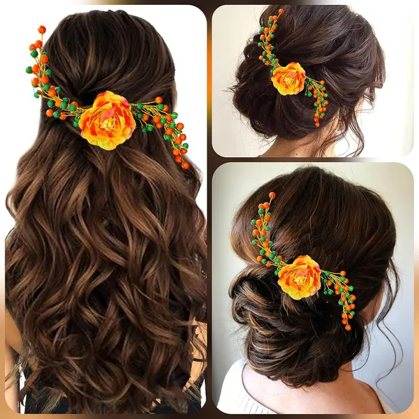Orange_Attractive_Artificial_Rose_Flower_Shaped_Wedding_Hair_Accessories_For_Women_&_Girls_(14_X_8_X_1_Cm)