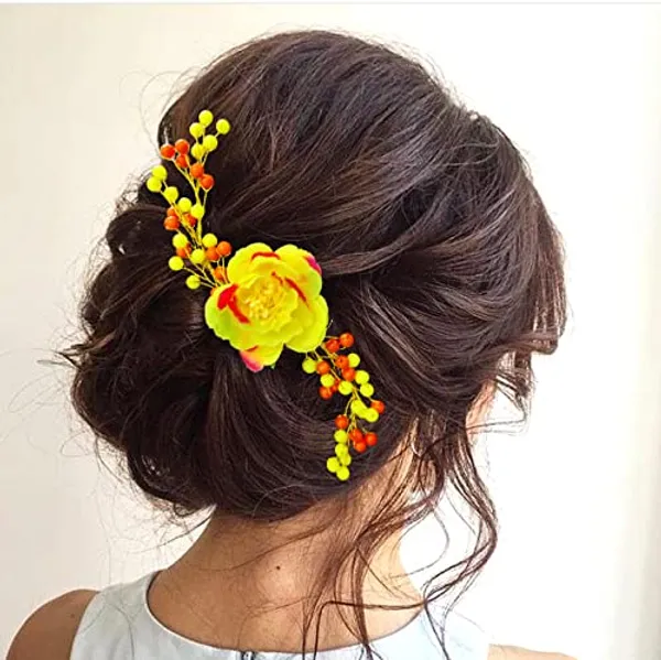 Red_&_Yellow_Attractive_Artificial_Rose_Flower_Shaped_Wedding_Hair_Accessories_For_Women_&_Girls_(14_X_8_X_1_Cm)