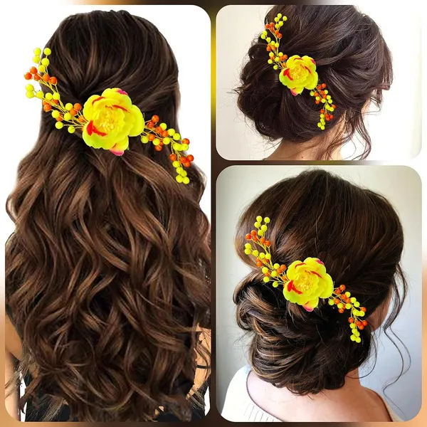 Red_&_Yellow_Attractive_Artificial_Rose_Flower_Shaped_Wedding_Hair_Accessories_For_Women_&_Girls_(14_X_8_X_1_Cm)