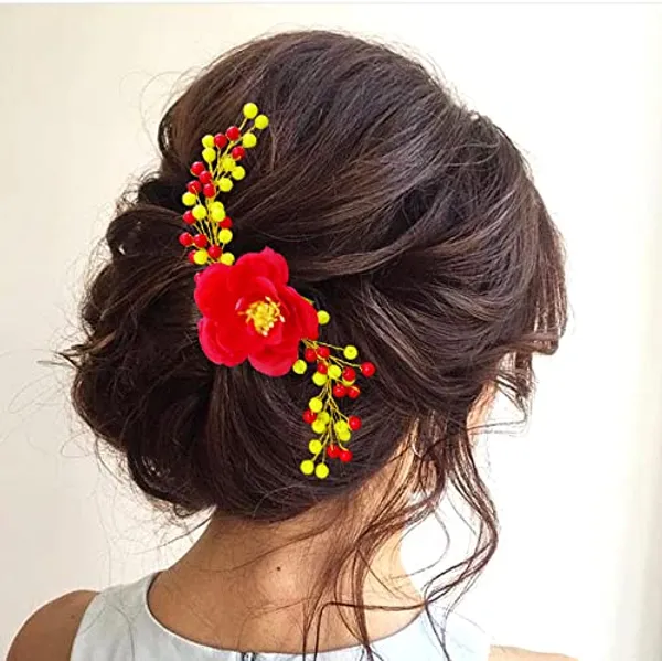 Red_Attractive_Artificial_Rose_Flower_Shaped_Wedding_Hair_Accessories_For_Women_&_Girls_(14_X_8_X_1_Cm)