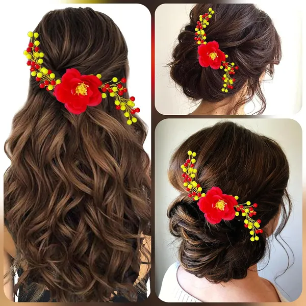 Red_Attractive_Artificial_Rose_Flower_Shaped_Wedding_Hair_Accessories_For_Women_&_Girls_(14_X_8_X_1_Cm)