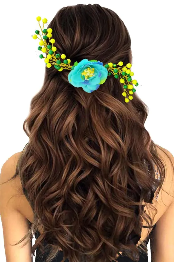 Turquoise_Attractive_Artificial_Rose_Flower_Shaped_Wedding_Hair_Accessories_For_Women_&_Girls_(14_X_8_X_1_Cm)
