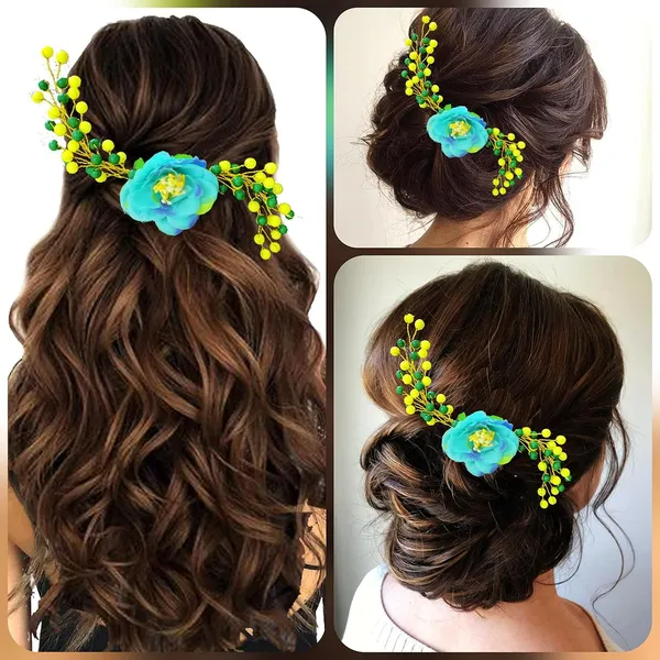 Turquoise_Attractive_Artificial_Rose_Flower_Shaped_Wedding_Hair_Accessories_For_Women_&_Girls_(14_X_8_X_1_Cm)