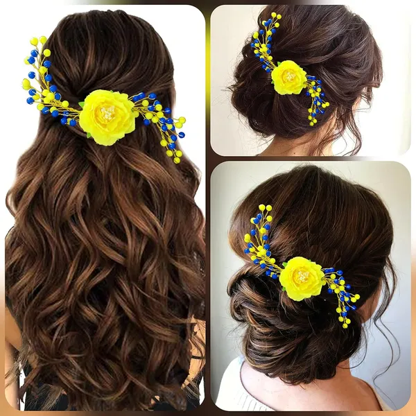 Yellow_Attractive_Artificial_Rose_Flower_Shaped_Wedding_Hair_Accessories_For_Women_&_Girls_(14_X_8_X_1_Cm)