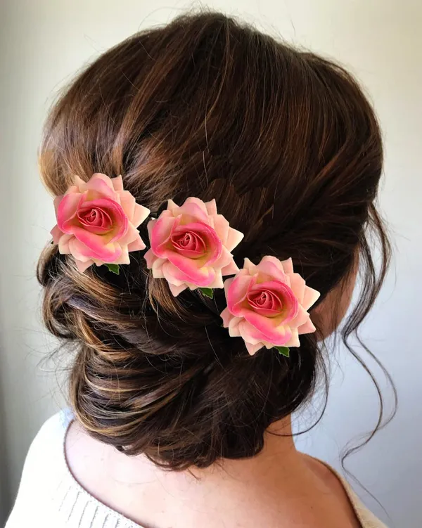 Baby_Pink_Flower_Artificial_Hair_Clip_Set_Pack_Of