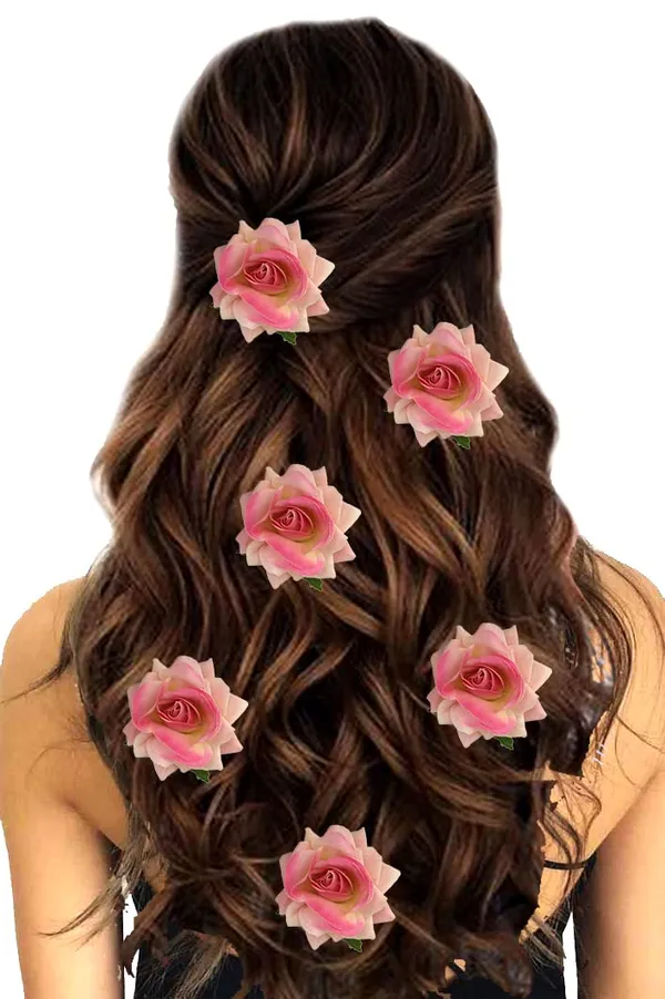 Baby_Pink_Flower_Artificial_Hair_Clip_Set_Pack_Of