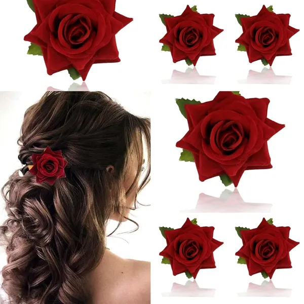 Red_Flower_Artificial_Hair_Clip_Set_Pack_Of_1