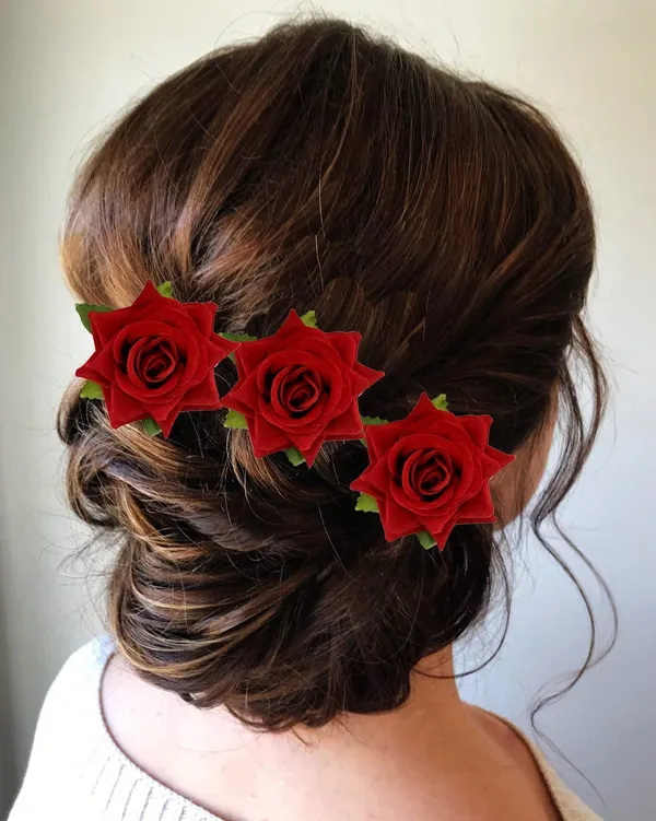 Red_Flower_Artificial_Hair_Clip_Set_Pack_Of_1