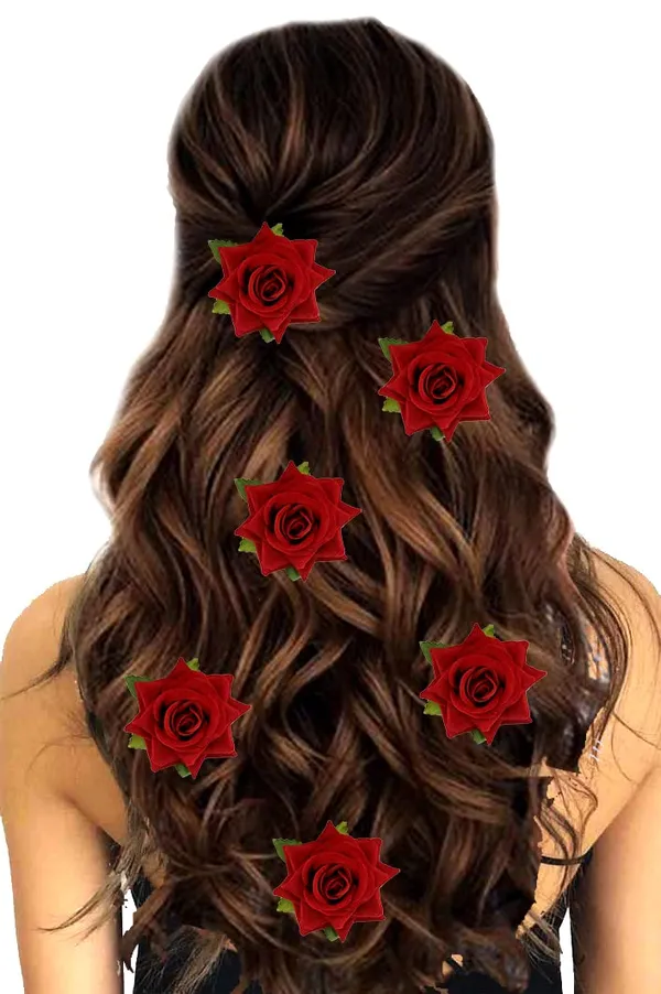 Red_Flower_Artificial_Hair_Clip_Set_Pack_Of_1