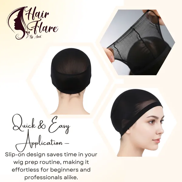 HAIR_FLARE_Premium_Stretchable_Fishnet_Wig_Cap_–_Breathable_Nylon_Mesh_Net_for_Women,_Lace_Front_Wigs,_Secure_Fit,_Invisible,_Reusable,_pack_of_2_wig_cap