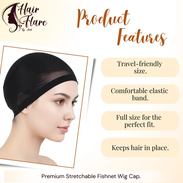 HAIR_FLARE_Premium_Stretchable_Fishnet_Wig_Cap_–_Breathable_Nylon_Mesh_Net_for_Women,_Lace_Front_Wigs,_Secure_Fit,_Invisible,_Reusable,_pack_of_2_wig_cap