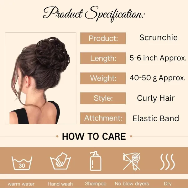 HAIR_SCRUNCHIE_Brown_Hair_Extension_With_Elastic_Rubber_Band_For_Women_&_Girls_(17.8_X_10.2_X_5.1_Cm)