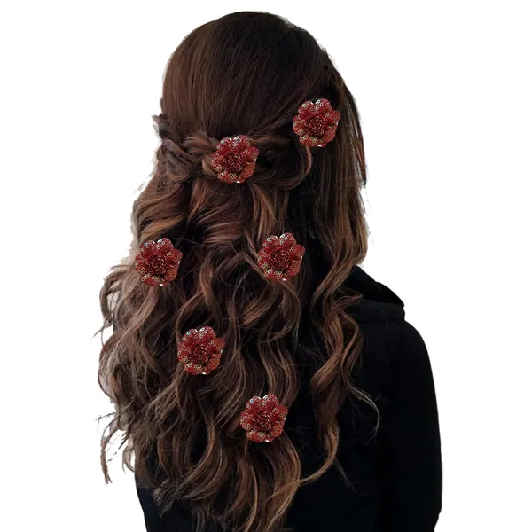 Red_Artificial_Floral_Bridal_Brooch_&_Hair_Pin_(6_Rose_Clips)