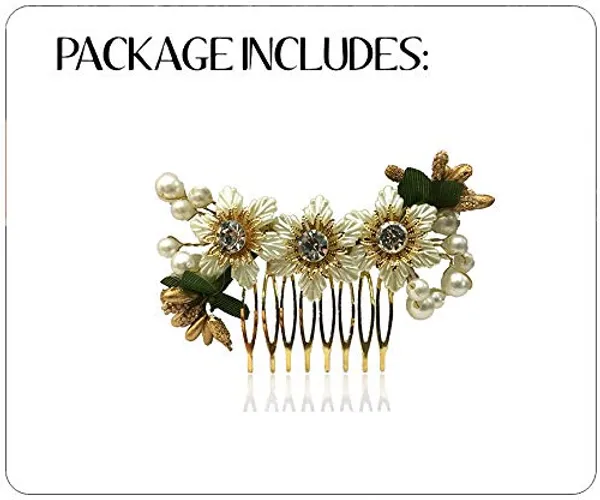 White_&_Green_Flower_Comb_Slide_Hair_Pin