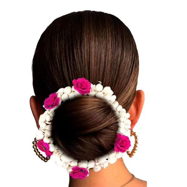 Dark_Pink_Artificial_Mogra_Handcrafted_Hair_Gajra_For_Weddings_And_Festivals
