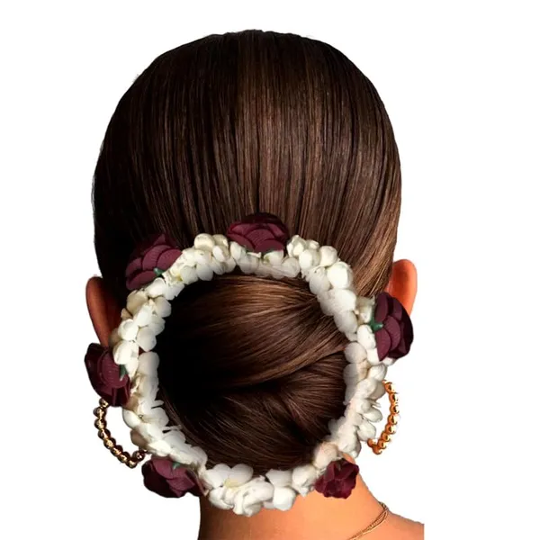 Maroon_Artificial_Mogra_Handcrafted_Hair_Gajra_For_Weddings_And_Festivals