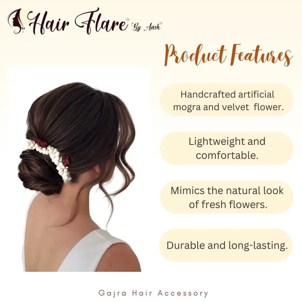 Maroon_Artificial_Mogra_Handcrafted_Hair_Gajra_For_Weddings_And_Festivals