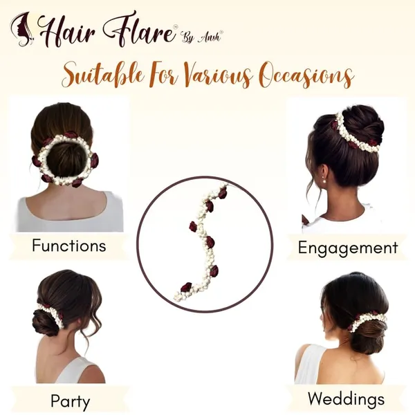 Maroon_Artificial_Mogra_Handcrafted_Hair_Gajra_For_Weddings_And_Festivals