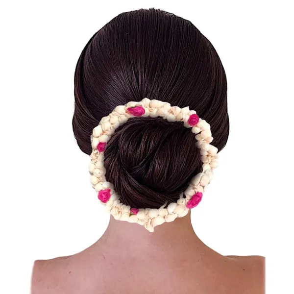 Dark_Pink_Artificial_Mogra_And_Paper_Rose_Hair_Gajra_For_Weddings_And_Festivals