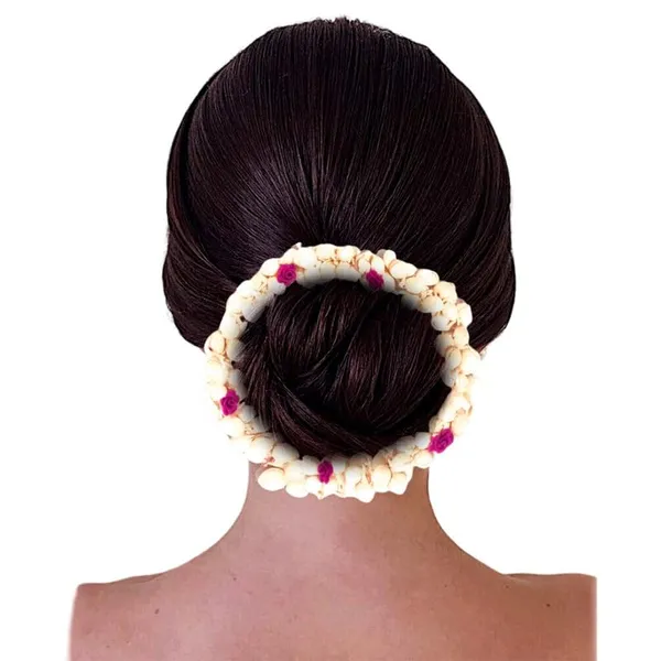 Pink_Artificial_Mogra,_Metal_Rose,_And_Velvet_Hair_Gajra_For_Weddings_And_Festivals