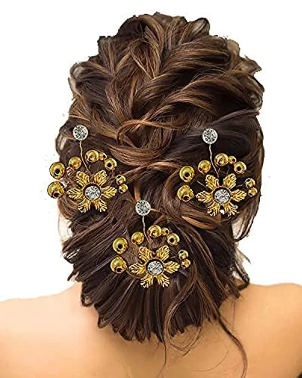 Pack_of_4_Golden_Hair_Clips,_Pins,_Long_Short_Hairpins,_Buns,_Hair_Styles_Artificial_Flowers_Accessories_For_Weddings