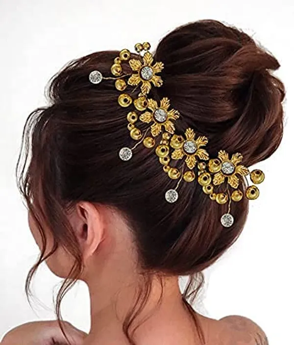 Pack_of_4_Golden_Hair_Clips,_Pins,_Long_Short_Hairpins,_Buns,_Hair_Styles_Artificial_Flowers_Accessories_For_Weddings