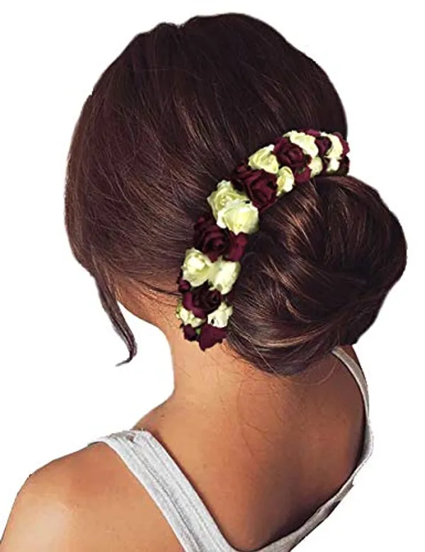 Maroon_Hair_Clips_Pins_Hair_Buns_Hair_Styles_Artificial_Flowers_Accessories_For_Weddings_Bride