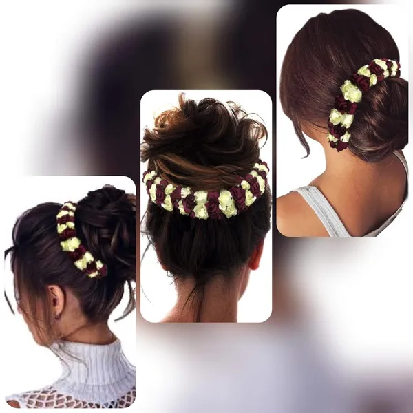 Maroon_Hair_Clips_Pins_Hair_Buns_Hair_Styles_Artificial_Flowers_Accessories_For_Weddings_Bride