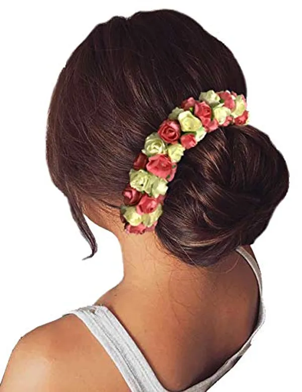 Peach_Hair_Clips_Pins_Hair_Buns_Hair_Styles_Artificial_Flowers_Accessories_For_Weddings_Bride