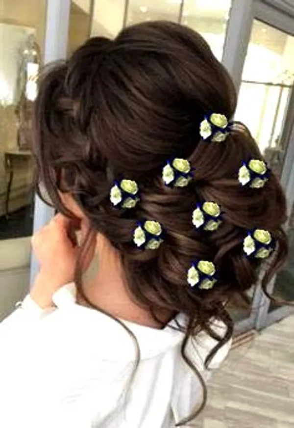 Blue_Artificial_Flowers_Bridal_Hair_Pins_Clips_Accessories_For_Women