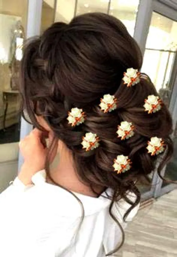 Orange_Artificial_Flowers_Bridal_Hair_Pins_Clips_Accessories_For_Women