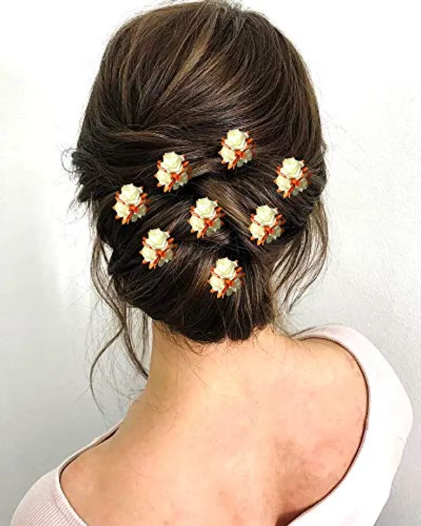 Orange_Artificial_Flowers_Bridal_Hair_Pins_Clips_Accessories_For_Women