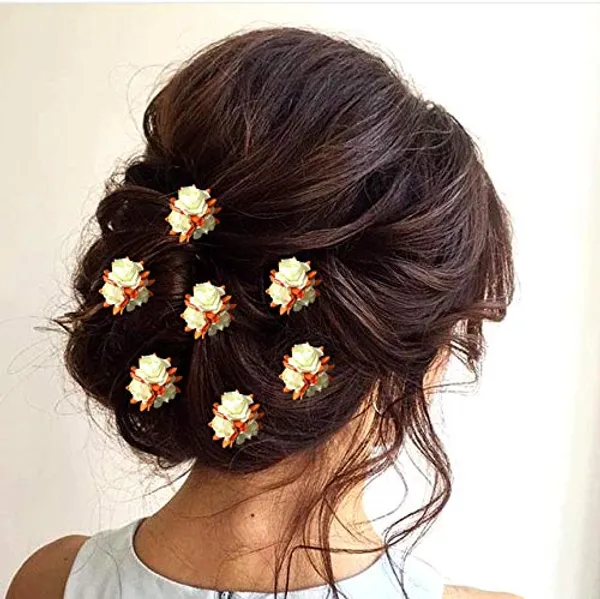 Orange_Artificial_Flowers_Bridal_Hair_Pins_Clips_Accessories_For_Women