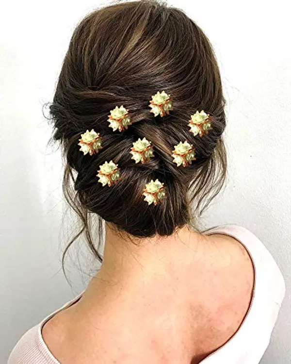 Peach_Artificial_Flowers_Bridal_Hair_Pins_Clips_Accessories_For_Women