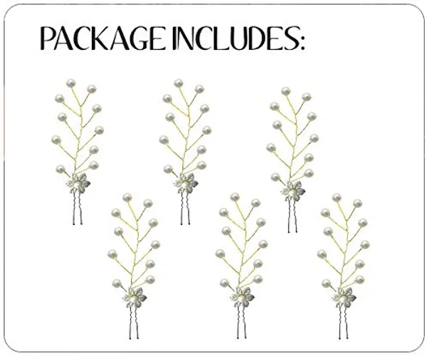 White_Artificial_Flower_And_Pearls_Hair_Pins_Accessories_For_Women_&_Girls