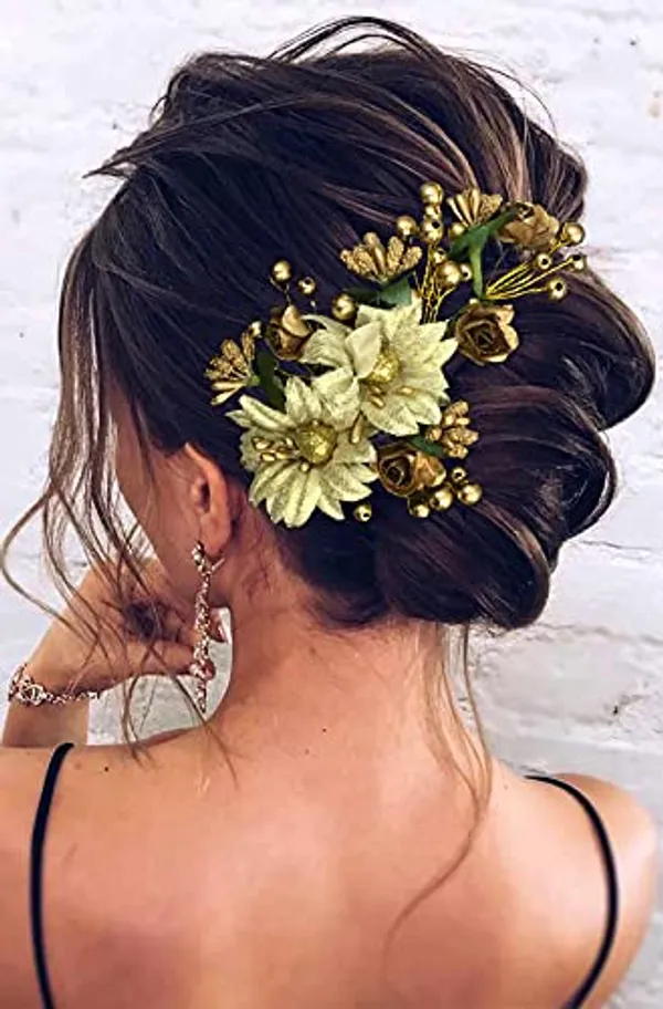 Gold_Women_Artificial_Flower_With_Pearls_Hair_Pin_For_Women_&_Girls