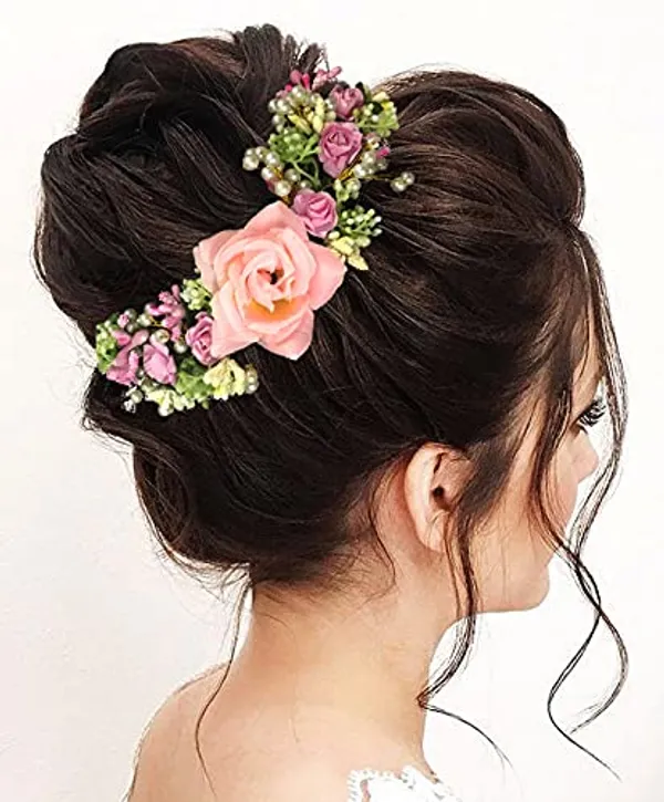 Baby_Pink_Artificial_Flowers_Rose_Hair_Vein_Accessories_For_Women_&_Girls