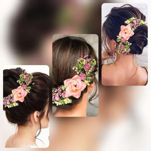 Baby_Pink_Artificial_Flowers_Rose_Hair_Vein_Accessories_For_Women_&_Girls