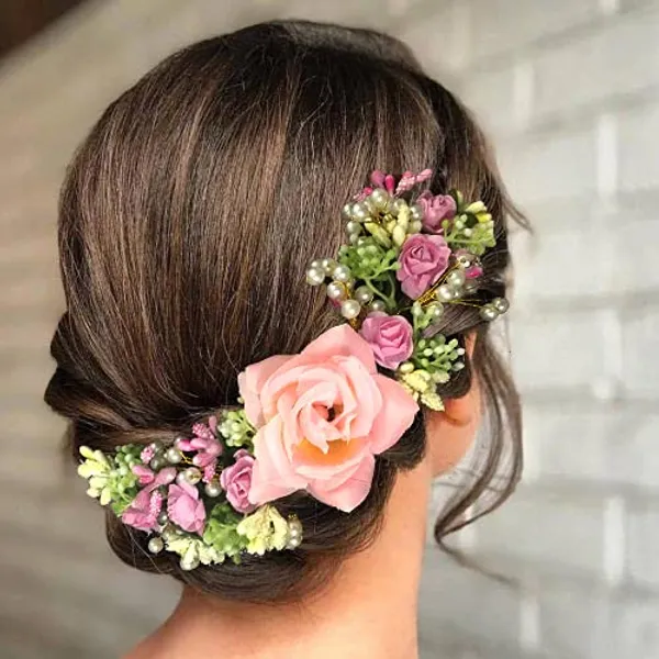 Baby_Pink_Artificial_Flowers_Rose_Hair_Vein_Accessories_For_Women_&_Girls