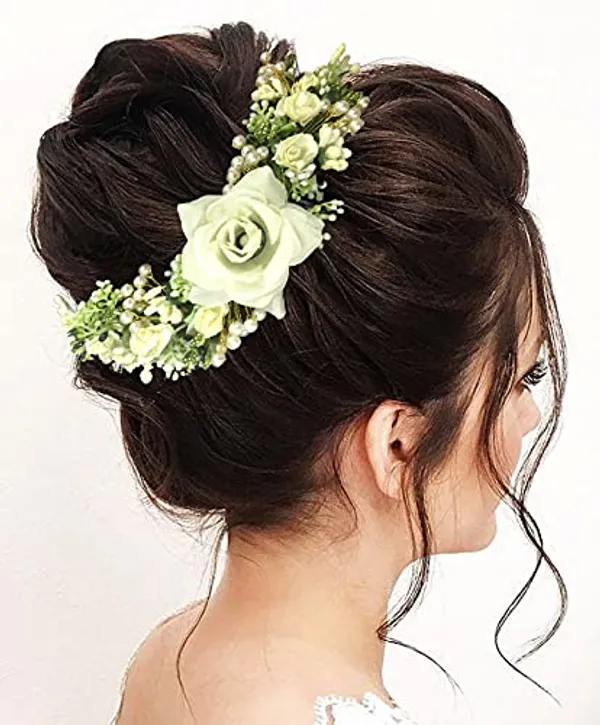 White_Artificial_Flowers_Rose_Hair_Vein_Accessories_For_Women_&_Girls_(14_X_8_X_4_Cm)