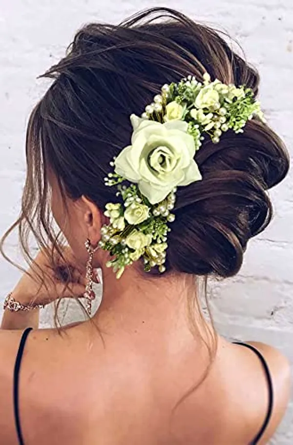 White_Artificial_Flowers_Rose_Hair_Vein_Accessories_For_Women_&_Girls_(14_X_8_X_4_Cm)