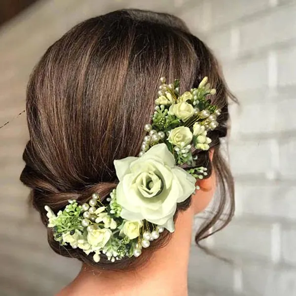 White_Artificial_Flowers_Rose_Hair_Vein_Accessories_For_Women_&_Girls_(14_X_8_X_4_Cm)