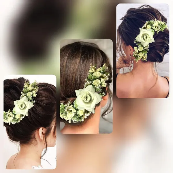White_Artificial_Flowers_Rose_Hair_Vein_Accessories_For_Women_&_Girls_(14_X_8_X_4_Cm)