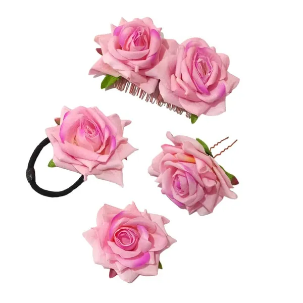 Baby_Pink_Rose_Hair_Accessories_Rubber_Band,_Comb_Slide,_Hair_Clip,_Hair_Pin_Set