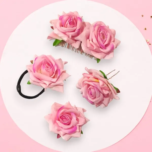Baby_Pink_Rose_Hair_Accessories_Rubber_Band,_Comb_Slide,_Hair_Clip,_Hair_Pin_Set